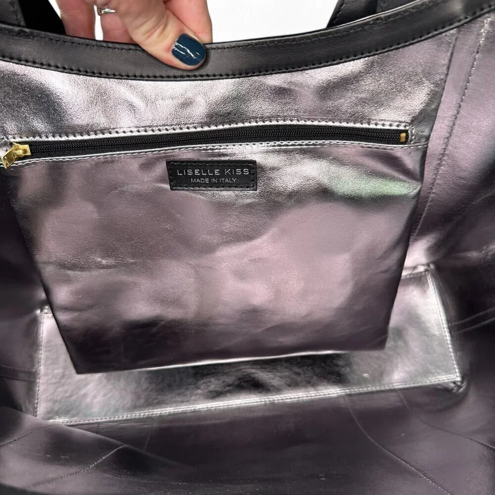 Liselle Kiss Jamie Large Leather Tote Bag - Smooth Black NWT